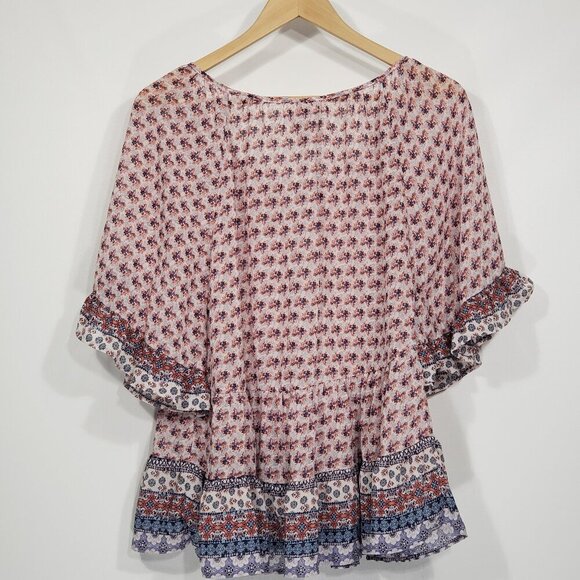 Knox Rose  Floral Sheer Blouse  Women's Large - Picture 3 of 4